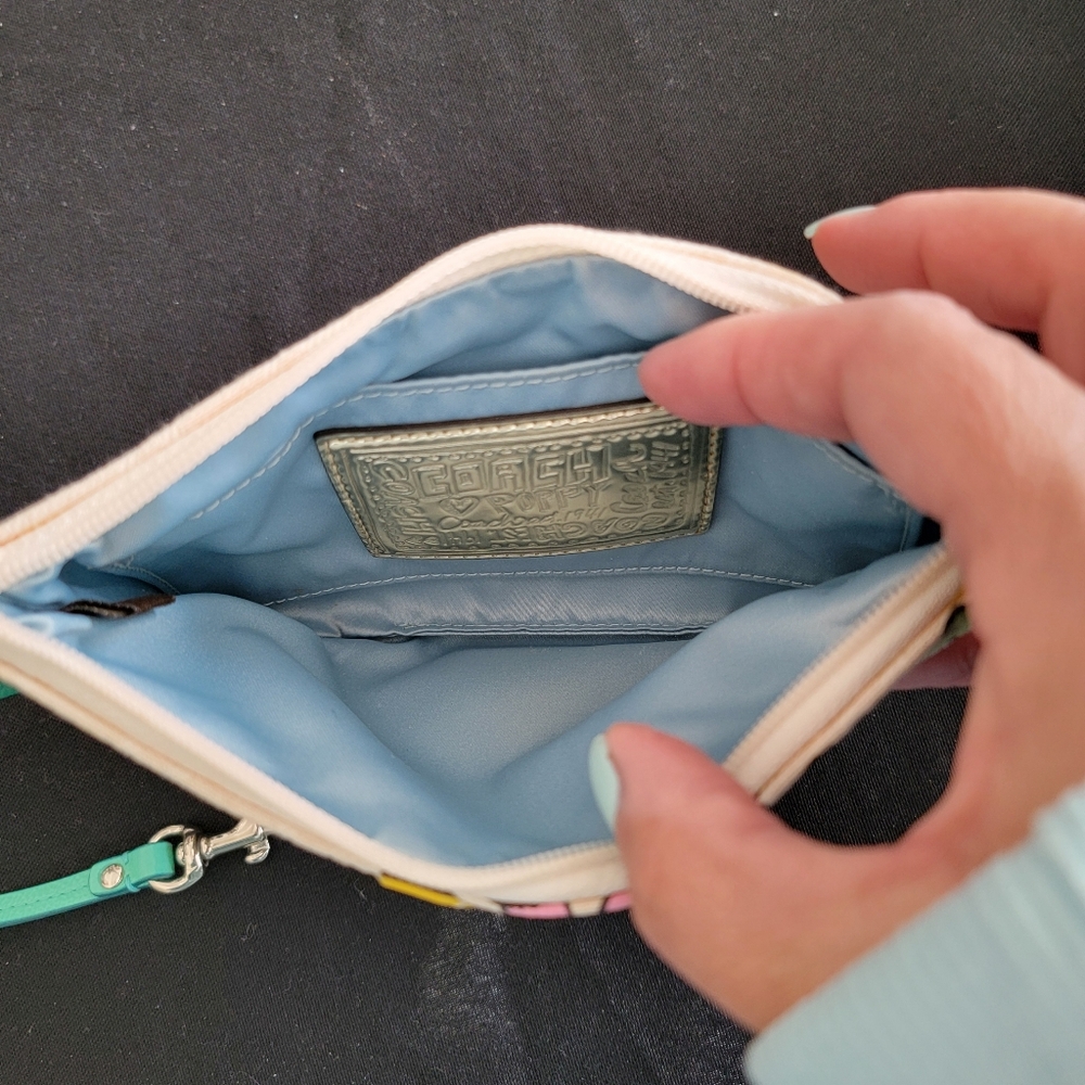 Coach Poppy Signature & Multi-Color Zippered Wristlet - Picture 8 of 14